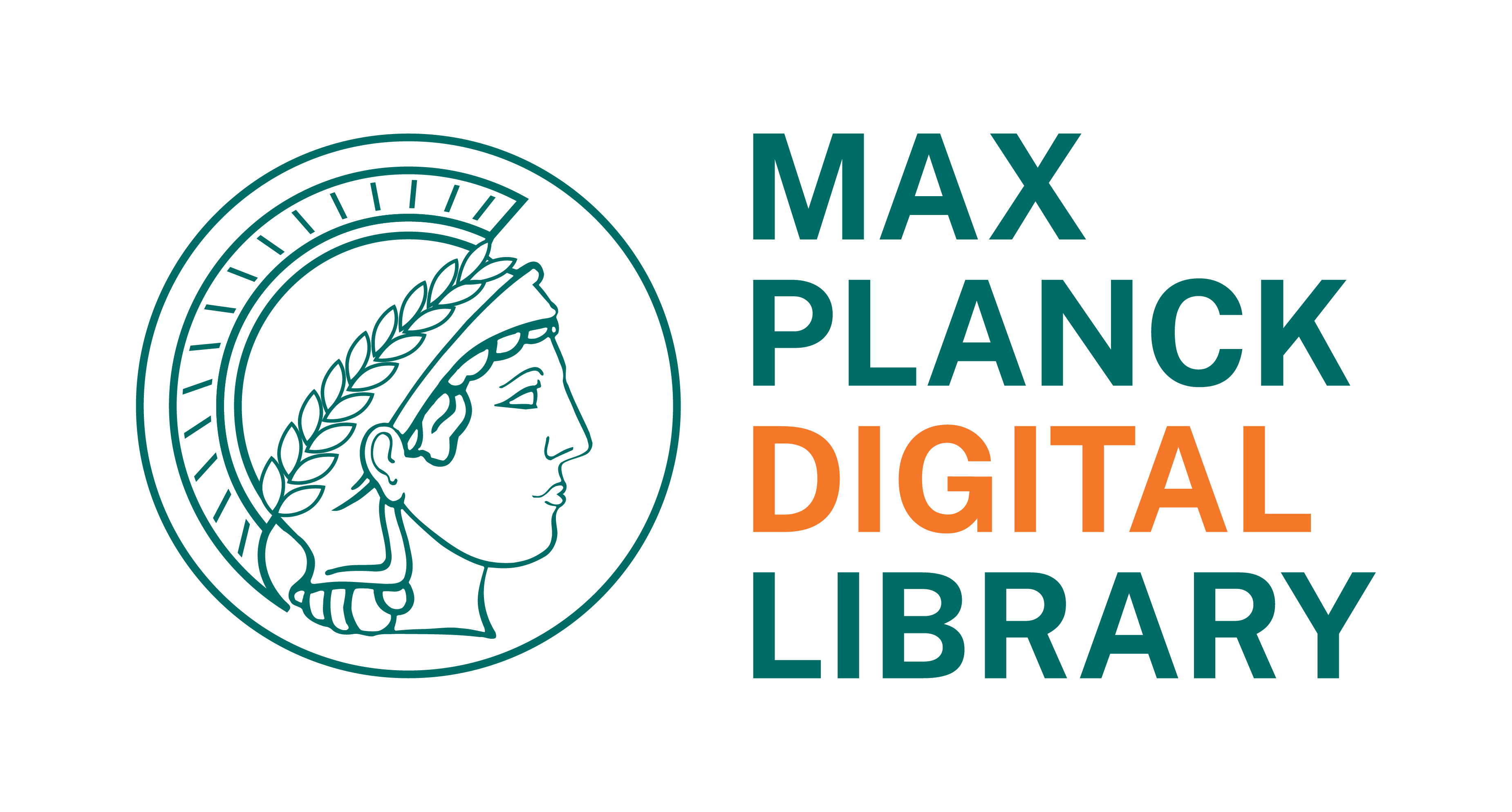 Ein menschlicher Kopf mit Helm und der Schriftzug Max Planck Digital Library.